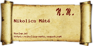 Nikolics Máté névjegykártya